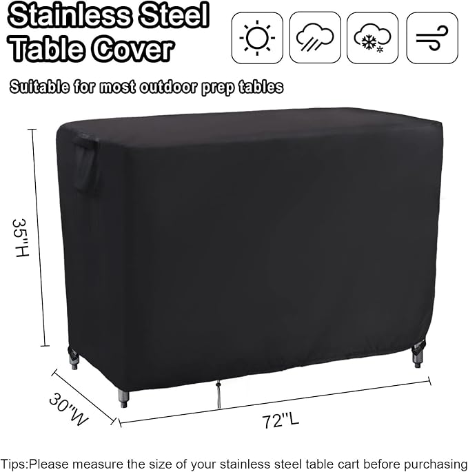 Kingling Outdoor Prep Table Covers, Waterproof Stainless Steel Table Cover - Image 3