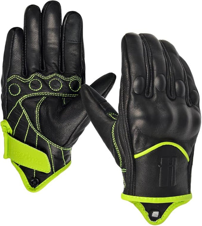 Harssidanzar Women's Motorcycle Gloves, Leather Motorcycle Gloves, Motorbike by Harssidanzar