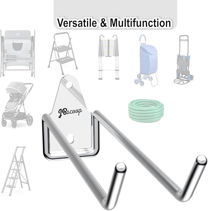 JBscoop 4 Stainless Steel 304 Garage Hooks, Heavy Duty Organizer & Wall Mount - Image 2