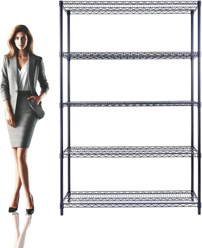 48"x24"x72" Black 5-Tier Premium Wire Shelving NSF 4000 LBS MAX Capacity Heavy by UtilityBasics