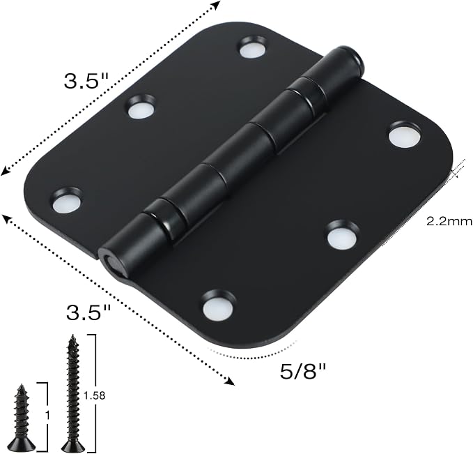 42 Pack Ball Bearing Door Hinges Matte Black 3.5 Inch 5/8"Radius Round Anti - Image 5