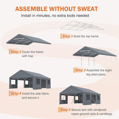Carports 20X20 Heavy Duty，2 Car Carport - Image 5