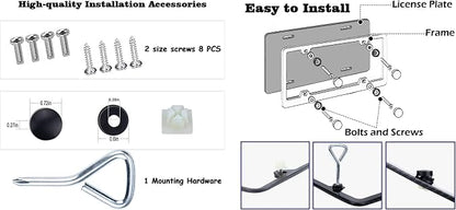 License Plate Frames, 2 Packs Front Rear Car Tags, Aluminum Alloy License Plate - Image 4