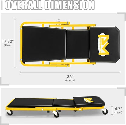 PM PERFORMOTOR 36 Inches Folding 2 in 1 Rolling Z Creeper, Adjustable Roller - Image 3