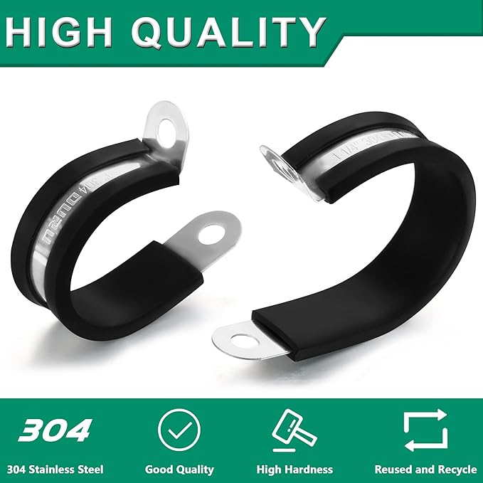 30pcs 3/16 Inch Cable Clamp, 304 Stainless Steel Rubber Coated Cushioned - Image 3