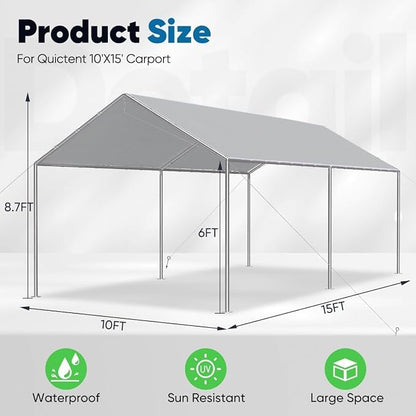 Quictent 10x15 ft Heavy Duty Car Canopy Galvanized Frame Carport Outdoor Party - Image 7