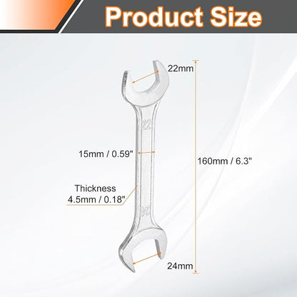 HARFINGTON 2pcs Double Open End Wrench 22mm x 24mm Metric 15 Degree Offset - Image 2