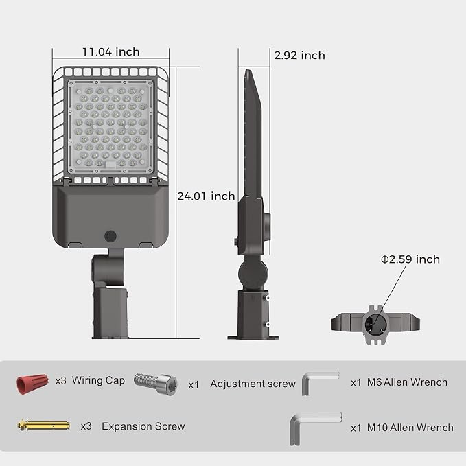 LED Parking lot Lights 240W Commercial Area Oudoor Lighting 43200LM Dusk to - Image 7