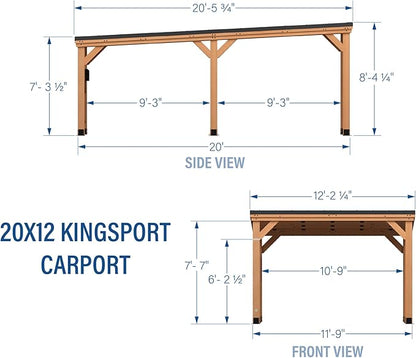 Backyard Discovery Kingsport 20' x 12' Cedar Wood Outdoor Carport Garage - Image 3