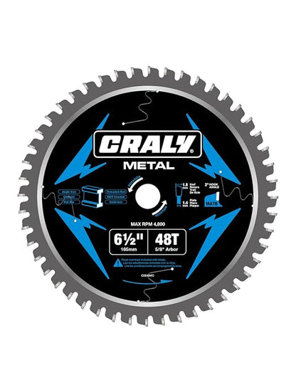 CRALY 6-1/2 Inch 48 Teeth Steel and Ferrous Metal Cutting Circular Saw Blade by CRALY