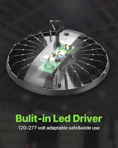 150W UFO LED High Bay Light 6-Pack 150LM/W 22, 500LM High Bay Led Shop Lights - Image 5