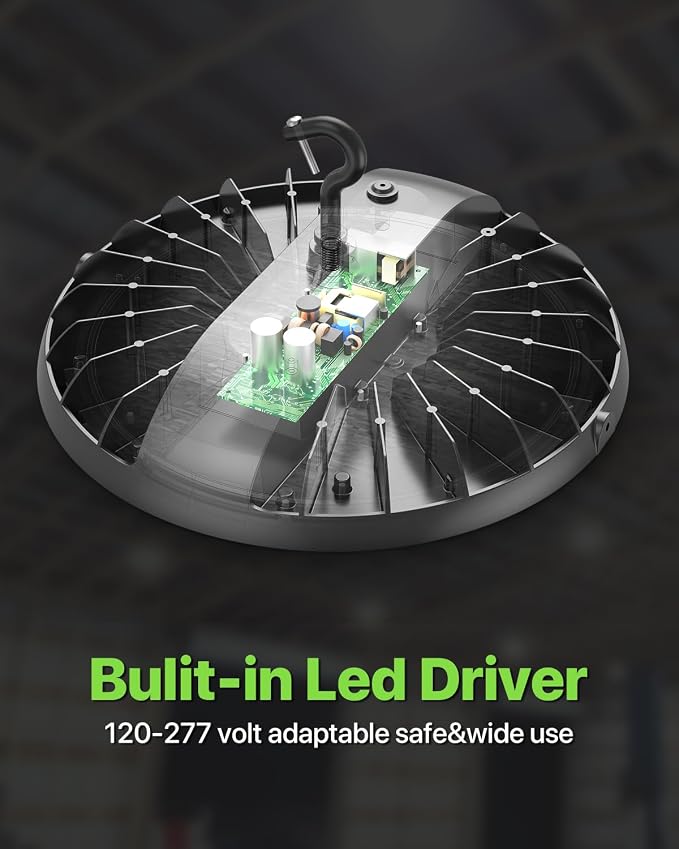 250W UFO LED High Bay Shop Light 6-Pack 150LM/W 37, 500LM Output High Bay Led - Image 5