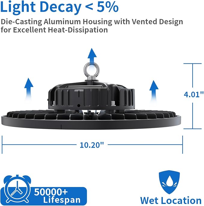 6 Pack UFO LED High Bay Light 150W, 21000 LM, 5000K - Image 5