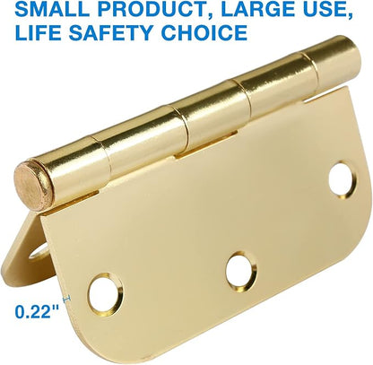 3 Pack Rounded Door Hinges 3-1/2" x 3.5 inch, 5/8 Radius, Polished Brass 3 ½ - Image 3