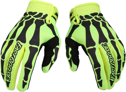 Skeleton Cool Motorcycle Bicycle Full Finger Off-Road Racing Gloves Outdoor by EXCEREY