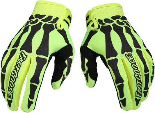 Skeleton Cool Motorcycle Bicycle Full Finger Off-Road Racing Gloves Outdoor by EXCEREY