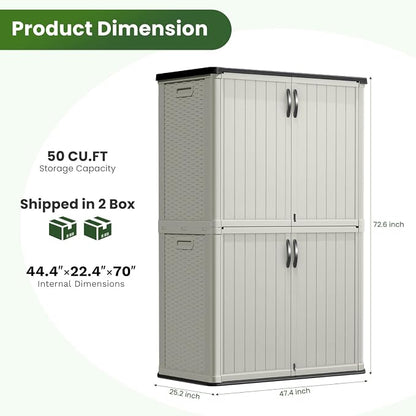 Greesum Outdoor Storage Shed Without Divider, 45 cu.ft Outdoor Waterproof - Image 4
