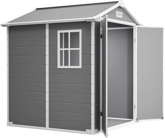 6x6 Resin Outdoor Storage Shed Kit-Perfect to Store Patio Furniture, Garden by Jaxilyn