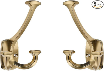 Large Wall Double-Sided Hook 5 Pack Champagne Brozne Hook Decorative Heavy Duty by ZAUYX