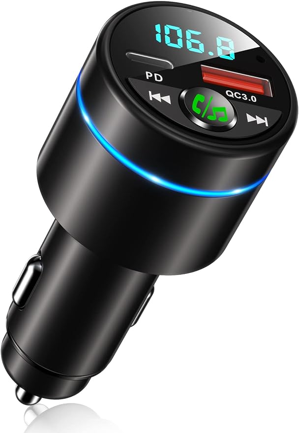 FM Transmitter for Car Bluetooth 5.3, PD 30W & QC3.0 18W Fast Car Charger by RIWUSI