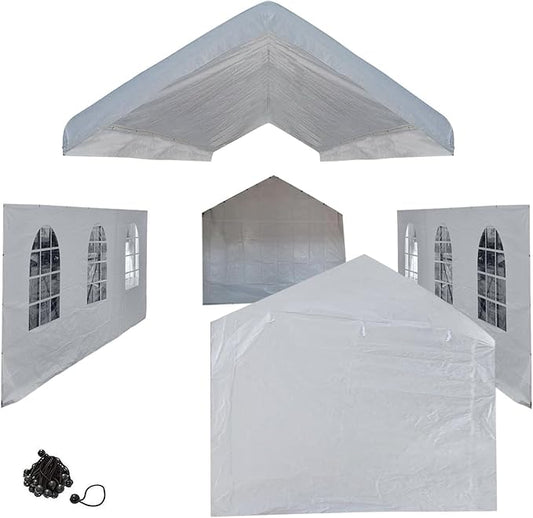 10x20 White Canopy Carport Cover Set by ProfessionalEZTravelCollection