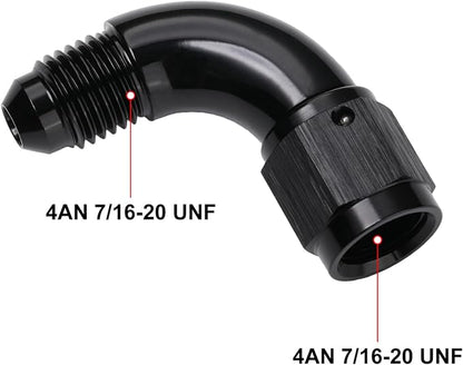 90 Degree 4AN Male to 4AN Female Swivel Full Flow Fitting Adapter Coupler - Image 2