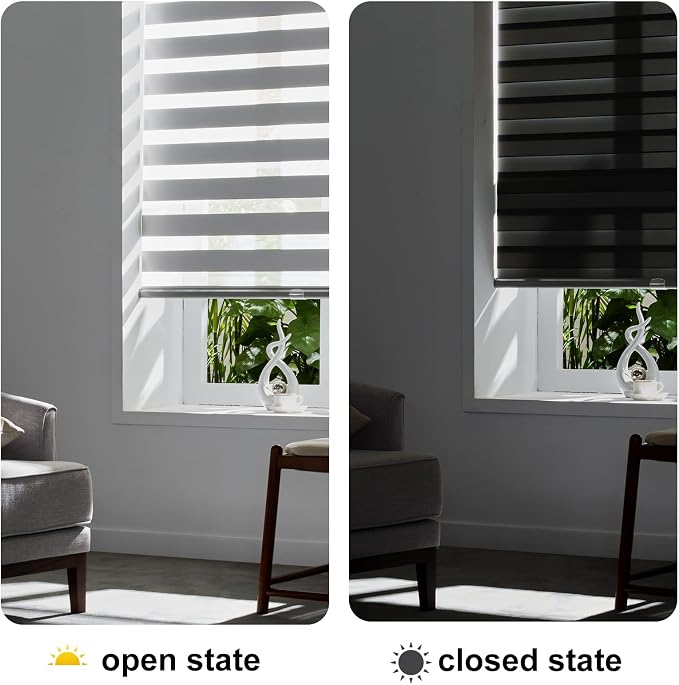 Persilux Cordless Zebra Blinds for Windows Shades Dual Layer Fabric Light - Image 5