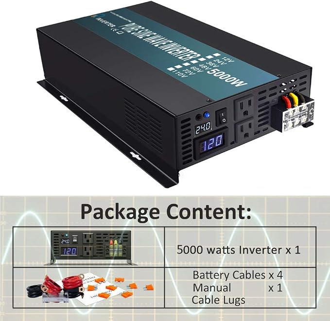 WZRELB Pure Sine Wave 5000W 24V Power Inverter DC to AC Power - Image 6