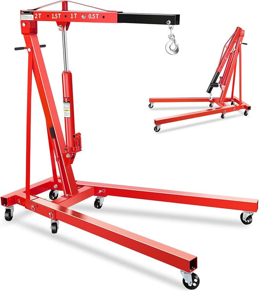 2-Ton Folding Engine Hoist, Hydraulic Shop Crane by GarveeTech