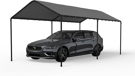 Carport, 10‘ x 20’ Heavy Duty Portable Garage All-Season Car Canopy w/Removable by PHONJOROO