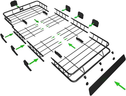 WEIZE Roof Rack Carrier Basket Universal Rooftop 64" x 39" x 5" Large Size Roof - Image 7