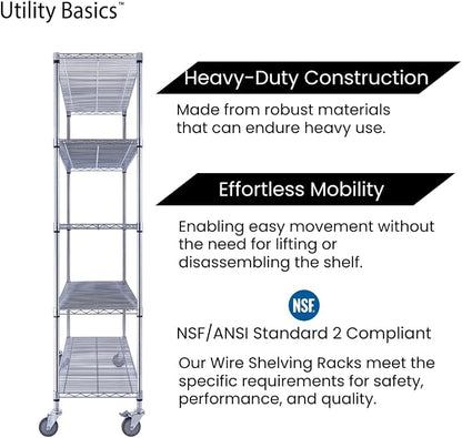 60"x18"x72" Chrome Premium Metal Steel Wire Shelving 4-Tier NSF 3200 LBS MAX - Image 9