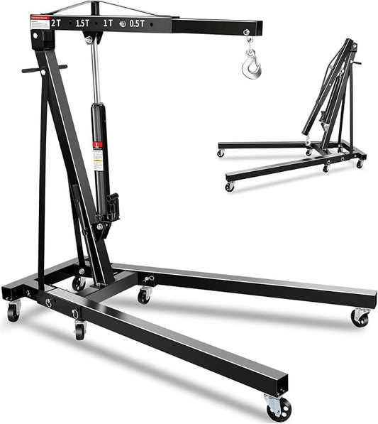 2-Ton Folding Engine Hoist, Hydraulic Shop Crane by GarveeTech