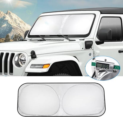 T TGBROS Windshield Sun Shade for 2018-2025 Jeep Wrangler JL & 2/4 Door 4XE & by TTGBROS