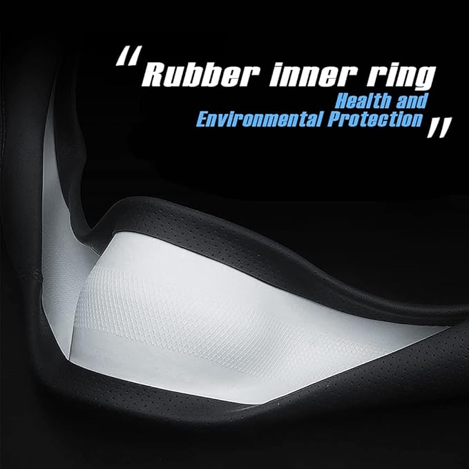New Nappa Leather car Steering Wheel Cover, Universal 15 inch Black - Image 5