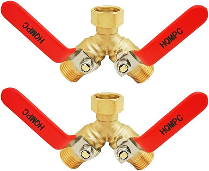 HQMPC Garden Hose Y Valve Splitter Brass Hose Splitter by HQMPC