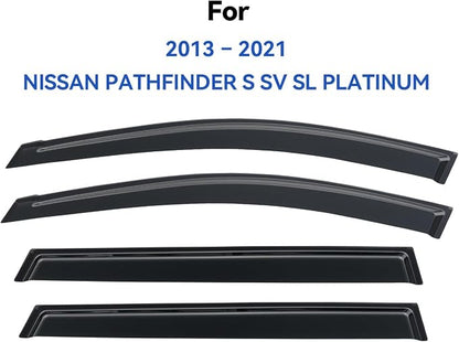 Window Visors Rain Guards for 2013-2021 Nissan Pathfinder, Out-Channel Window - Image 2