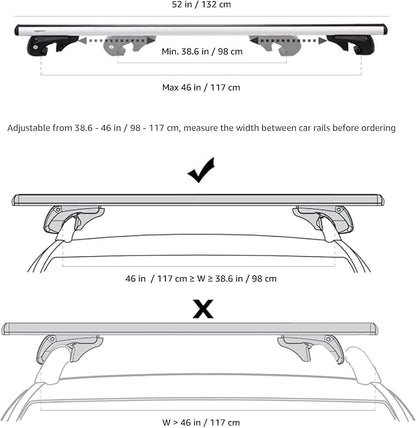 Amazon Basics Cross Rail Roof Rack, 52 inches, Fits up to 46" Spans between - Image 2