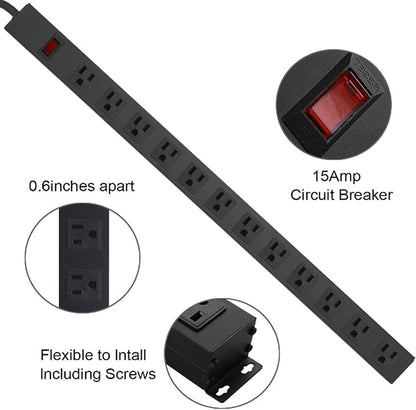 HHSOET Metal Wall Mount Power Strip, Mountable Power Outlet - Image 3