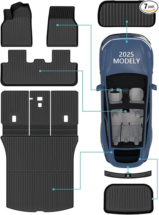 for New 2025 Tesla Model Y Juniper TPE Floor Mats & Front Rear Cargo Mat Full by Unknown