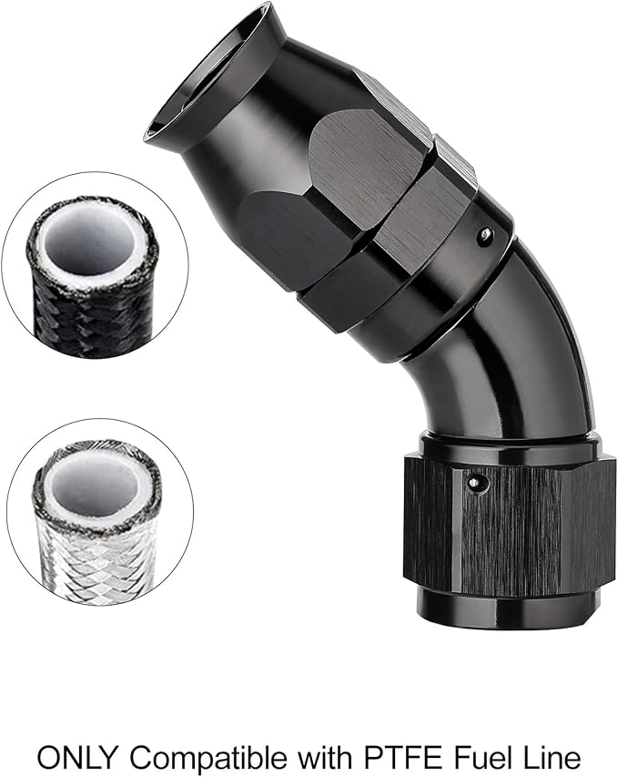EVIL ENERGY 8AN 45 Degree PTFE One Piece Full Flow End Hose Fitting Aluminum - Image 5