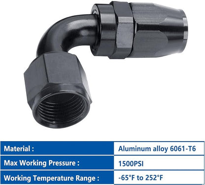 LokoCar 8AN Hose End Fitting 90 Degree Swivel - Image 3