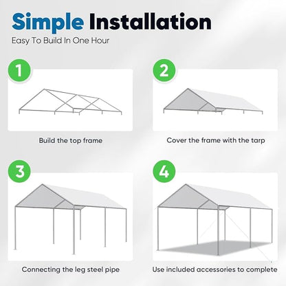 Quictent 10x15 ft Heavy Duty Car Canopy Galvanized Frame Carport Outdoor Party - Image 3