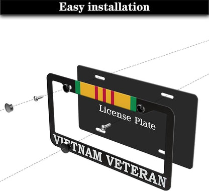 License Plate Cover Black and White License Plate Frames Vietnam Veteran - Image 7