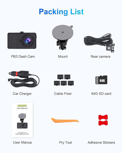 Dash Cam Front and Rear, 2.5K+1080P Dual Dash Camera - Image 7