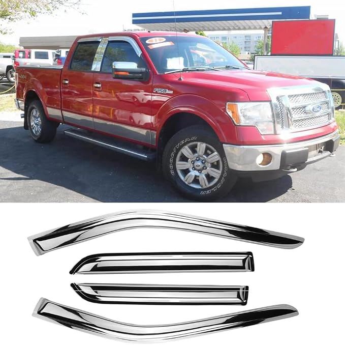 94155Y Chrome Side Window Visor Wind Vent Deflector fit - Image 2