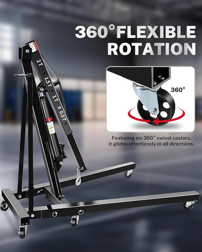 2-Ton Folding Engine Hoist, Hydraulic Shop Crane - Image 3