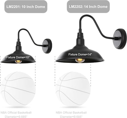 Black Gooseneck Barn Light for Farmhouse 10 Inch Dome Exterior Lights Fixture - Image 7