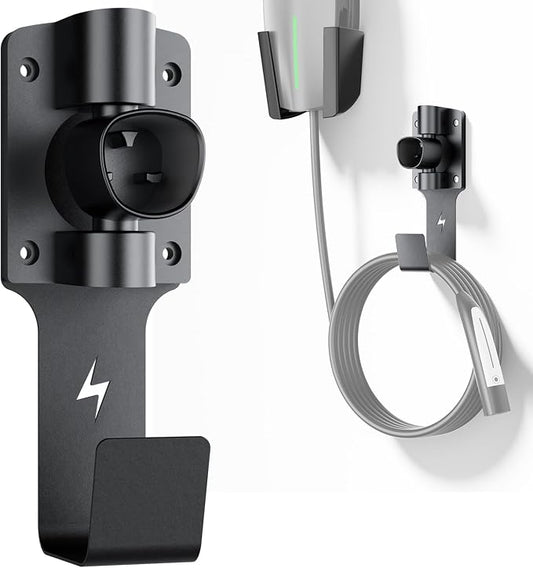 for Tesla Charger Holder, with 180° Rotation Nozzle Dock, Metal J-Hook by FOCSPROD
