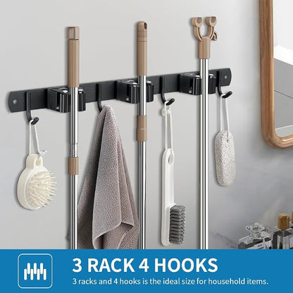 2 Pack Broom Hanger and Mop Holder, Heavy Duty Garden Tool Organizer Rack Rake - Image 7